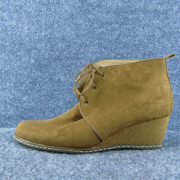 Franco Sarto Annabelle Women Ankle Boots Brown Fabric‎ Lace Up Size 9.5 Medium - Picture 1 of 9